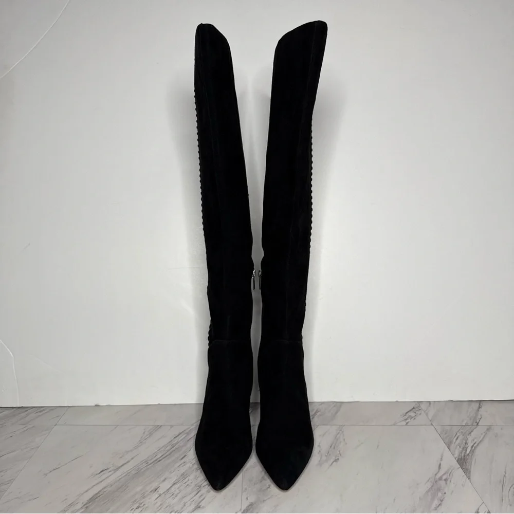 Vince Camuto Seselti Black Suede Pointy Toe Tall Boot 8 1/2 M - Picture 2 of 16